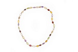 A 14K GOLD AND SEMI PRECIOUS STONE CHOKER