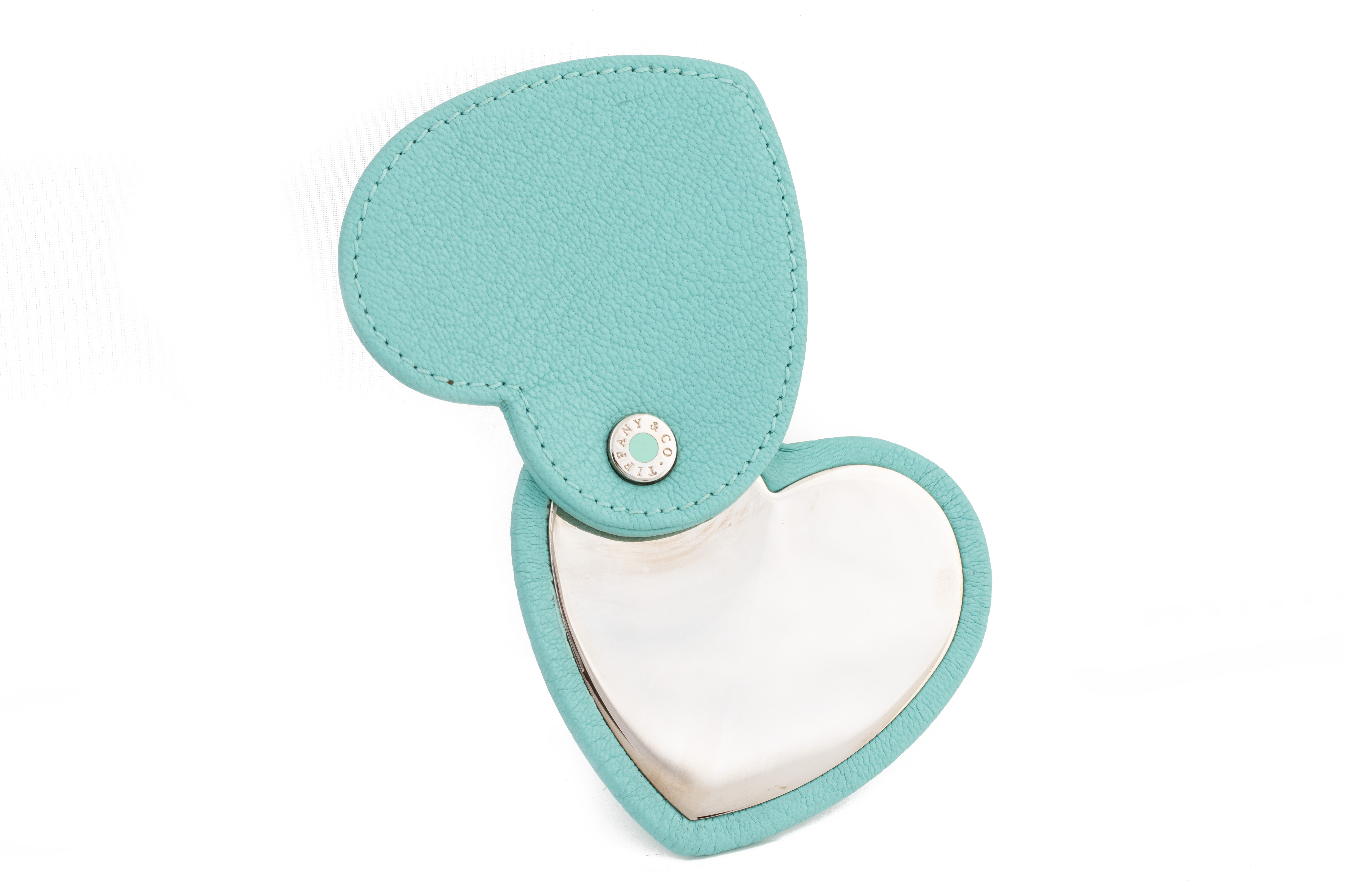 TIFFANY & CO. HEART-SHAPED LEATHER HANDBAG MIRROR - Image 2 of 3