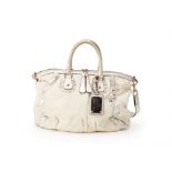 A DOLCE & GABBANA WHITE & SILVER LEATHER HANDBAG