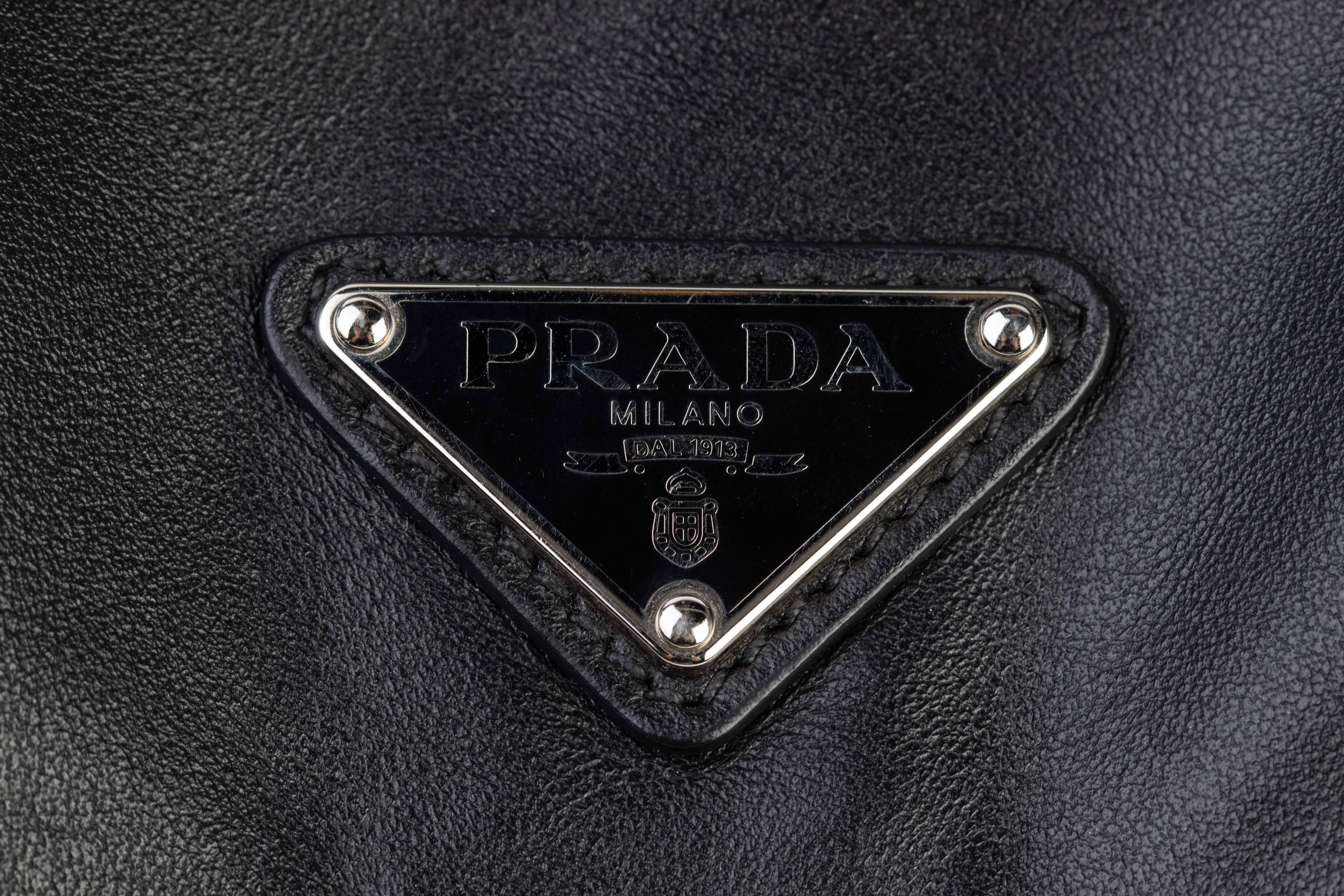 A PRADA BLACK LEATHER BACKPACK - Image 3 of 6