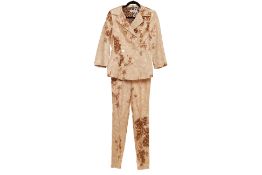 A DOLCE & GABBANA TAN FLORAL TROUSER SUIT