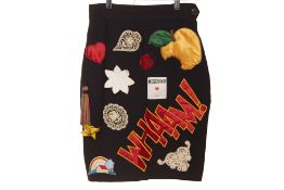 A MOSCHINO BLACK "WHAM" PATCH SKIRT