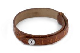 AN ASPREY BROWN LEATHER BRACELET