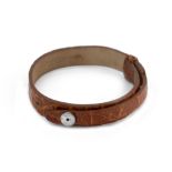 AN ASPREY BROWN LEATHER BRACELET