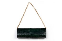 A ZAIDA DARK GREEN CROCODILE SKIN PURSE