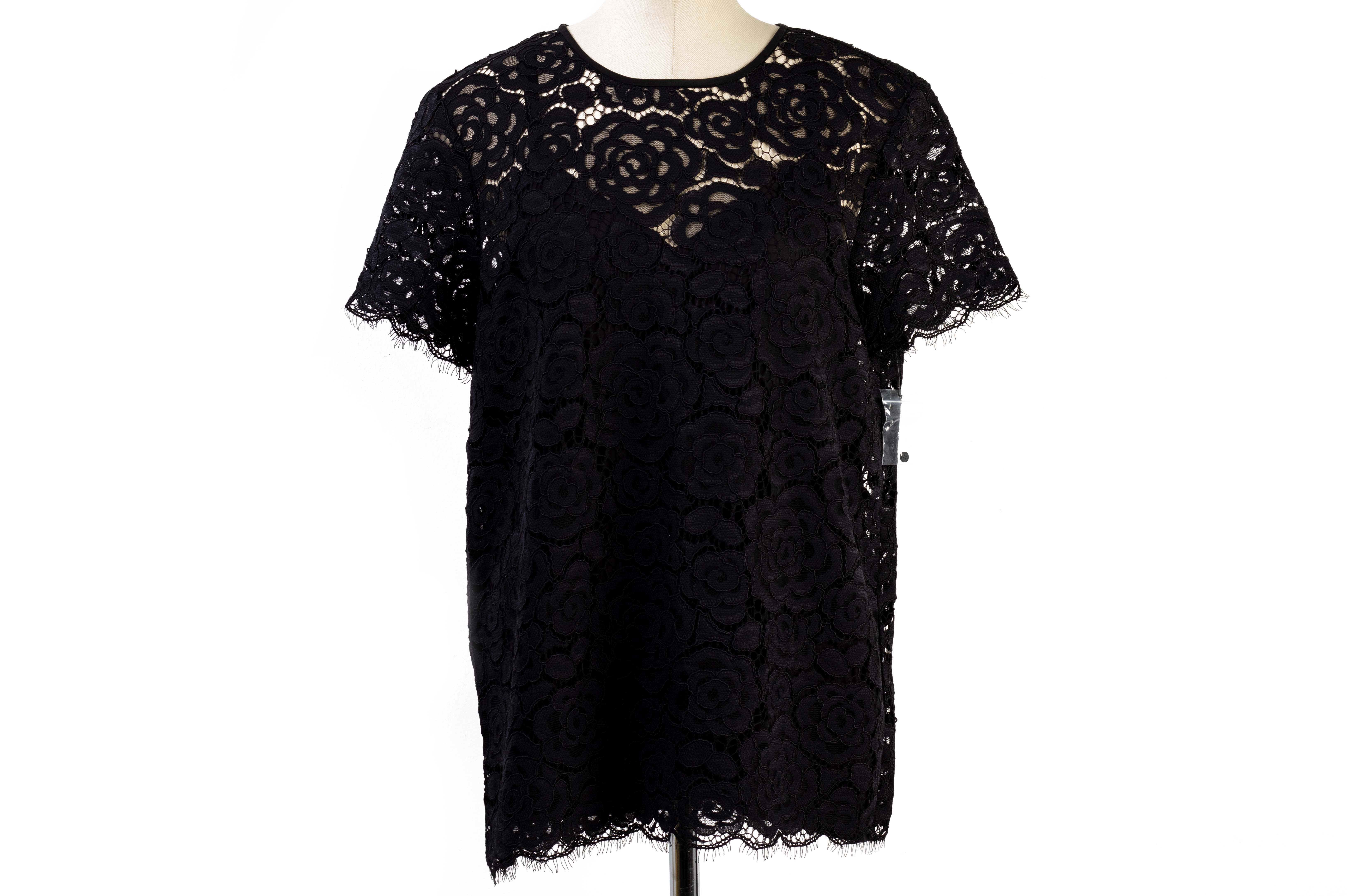 A DKNY BLACK LACE TOP AND STRAP TOP