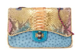 AN ANA PASTEL MULTICOLOURED SNAKESKIN HANDBAG