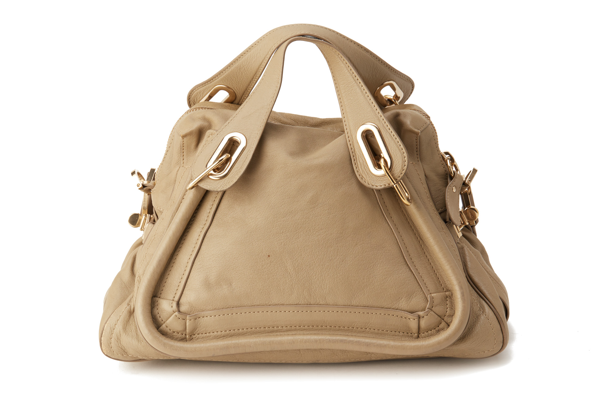 A CHLOE 'PARATY' BEIGE LEATHER HANDBAG