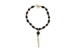 A MOJA JEWELLERY ONYX RUBY PEARL NECKLACE