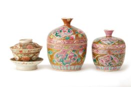 THREE PERANAKAN BOWLS AND COVERS