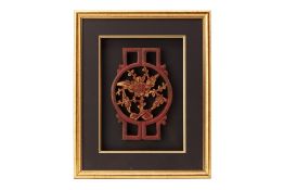 A FRAMED ANTIQUE CHINESE FOLIATE CARVING