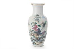 A FAMILLE ROSE PORCELAIN LANDCSAPE VASE