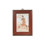 A PORCELAIN PLAQUE OF GUANYIN