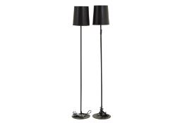 A PAIR OF CONTEMPORARY BLACK STANDARD LAMPS