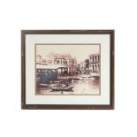 A FRAMED PRINT OF HONG KONG AND SHANGHAI BANK BUILDING