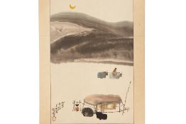 A CHINESE HANGING SCROLL OF A BEDOUIN CAMP