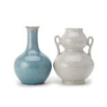 TWO CRACKLE GLAZED VASES