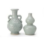 TWO CELADON GLAZED VASES