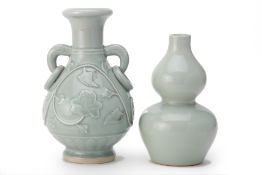 TWO CELADON GLAZED VASES