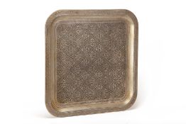 A LARGE MOROCCAN SQUARE METAL TRAY