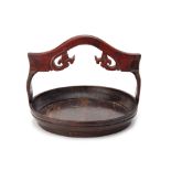 A CHINESE CARVED AND LACQUERED TRAY / BASKET