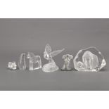 A GROUP OF SIX DECORATIVE GLASS ITEMS