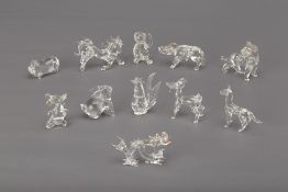 A GROUP OF ELEVEN GLASS CHINESE ZODIAC ANIMALS