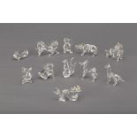 A GROUP OF ELEVEN GLASS CHINESE ZODIAC ANIMALS