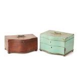 TWO SERPENTINE FRONTED JEWELLERY OR TABLE BOXES