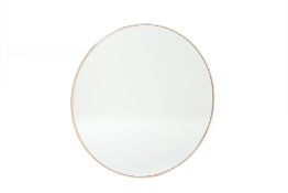 A POWDER PINK CIRCULAR MIRROR (80cm dia)