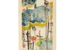 A CHINESE HANGING SCROLL OF A LOTUS POND