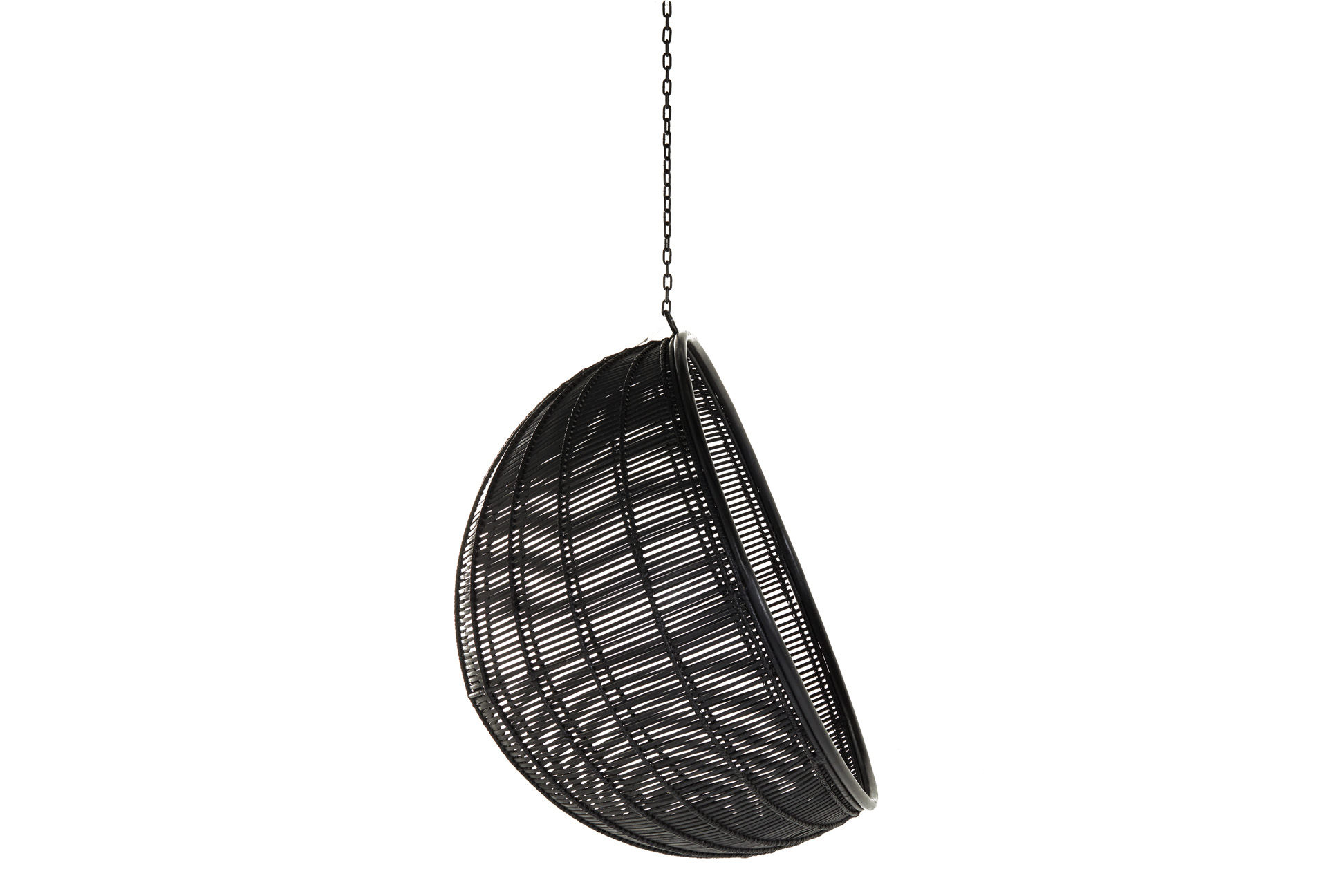 A BLACK WICKER HANGING CHAIR - Image 2 of 3