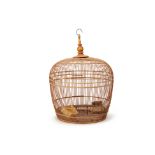 A LARGE WOODEN BIRD CAGE