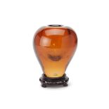 AN AMBER STUDIO GLASS VASE