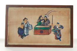 A CHINESE GOUACHE OF A COURT SCENE