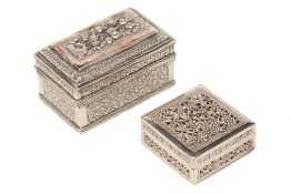 TWO CAMBODIAN AND THAI WHITE METAL BOXES