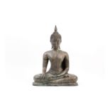 A THAI BRONZE SEATED FIGURE OF BUDDAH