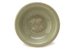 A SMALL CELADON TWIN FISH DISH