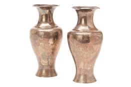 A PAIR OF CHINESE SILVER BALISTER VASES