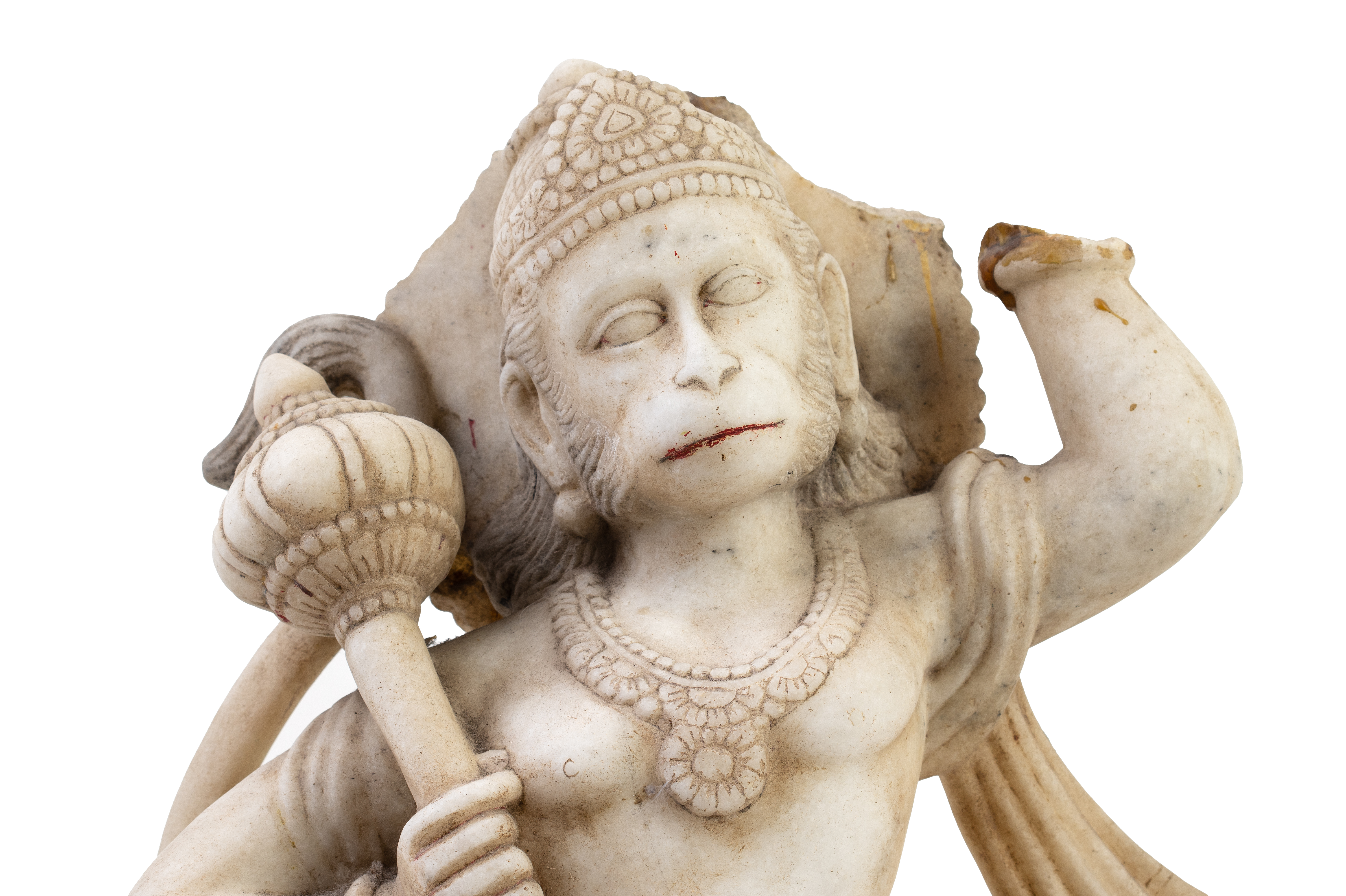 A WHITE MARBLE FIGURE OF HANUMAN - Image 2 of 3