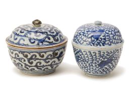 TWO BLUE AND WHITE PORCELAIN BOWL AND COVERS