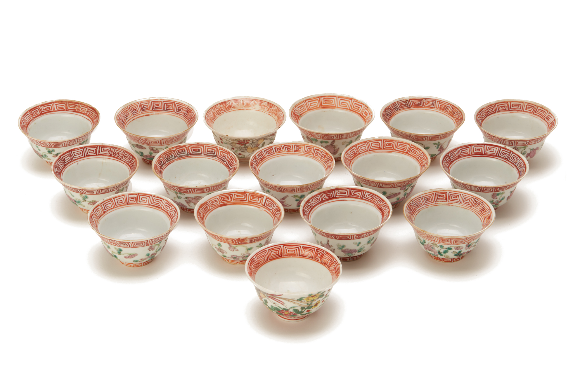 A COLLECTION OF SIXTEEN PERANAKAN PORCELAIN TEABOWLS