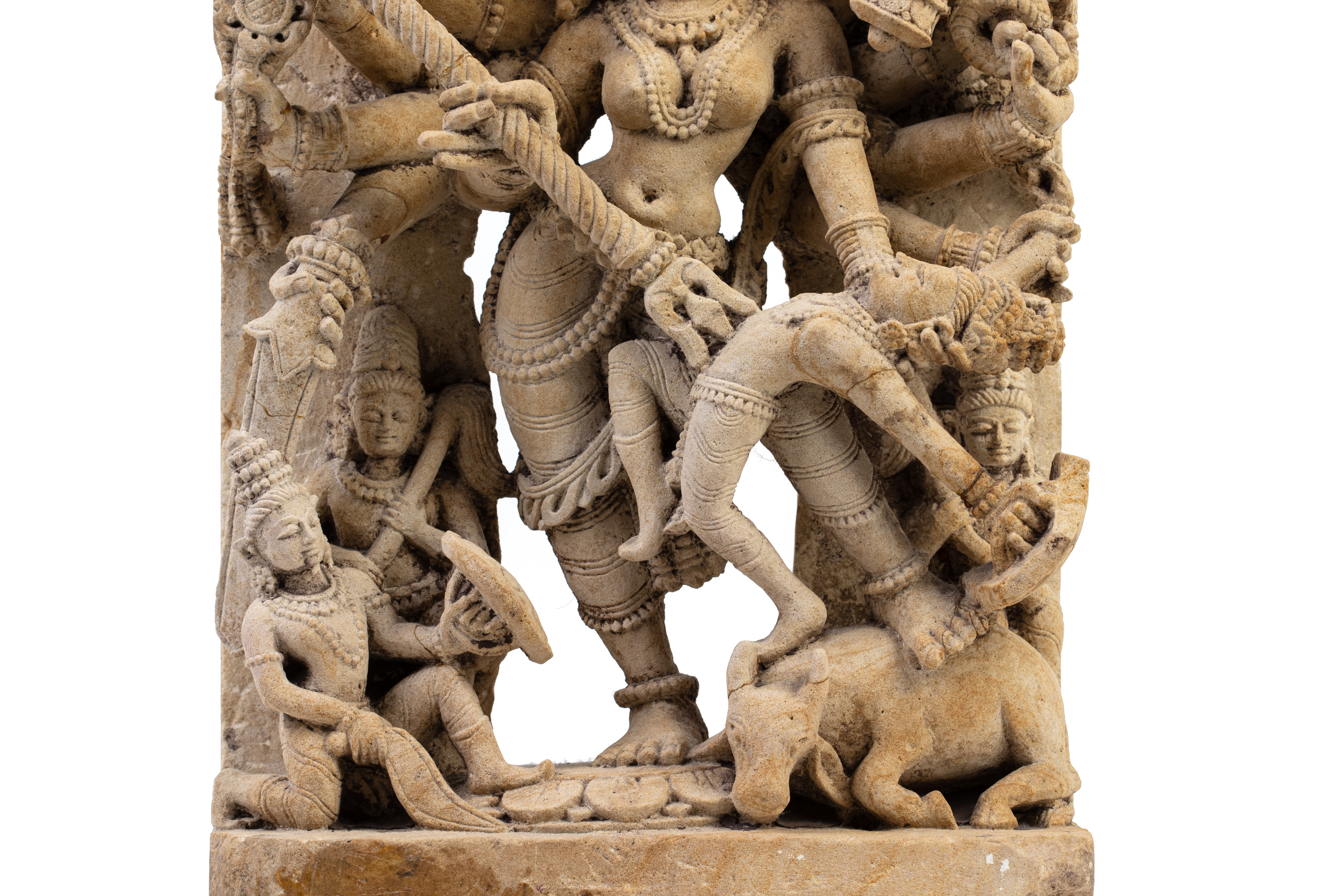 AN INDIAN SANDSTONE STELE OF DURGA - Image 3 of 4