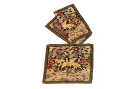 A PAIR OF CHINESE EMBROIDERED CIVIL RANK BADGES