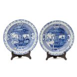 A PAIR OF BLUE AND WHITE PORCELAIN DISHES