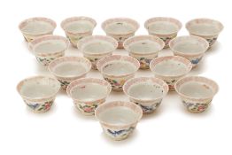 A COLLECTION OF SEVENTEEN SMALL PERANAKAN TEA CUPS