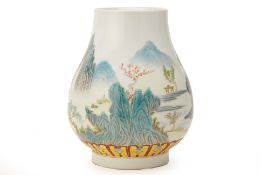 A HU SHAPED PORCELAIN VASE