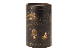 A LACQUERED BRUSHPOT