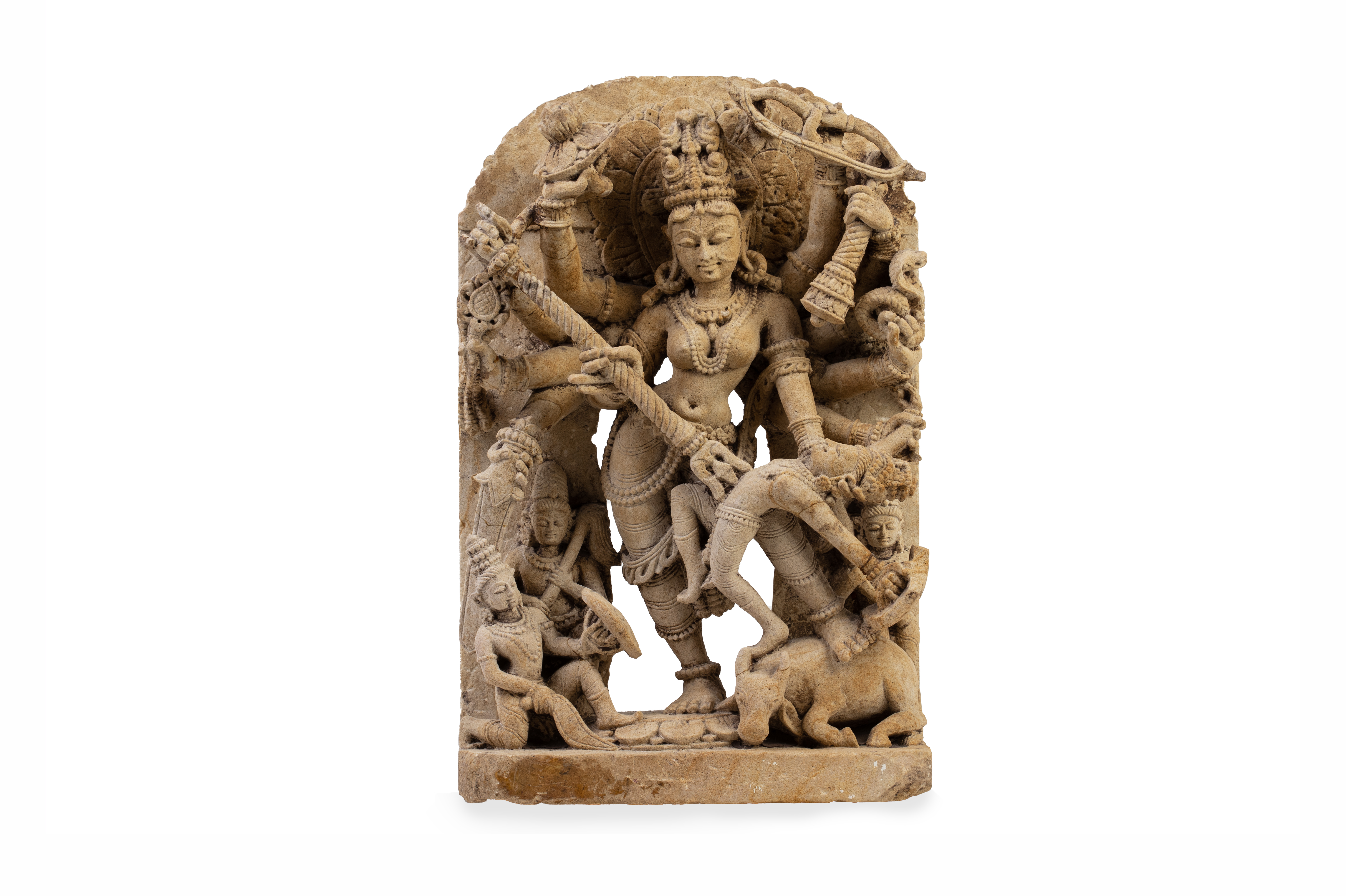 AN INDIAN SANDSTONE STELE OF DURGA