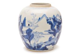 A BLUE AND WHITE GINGER JAR